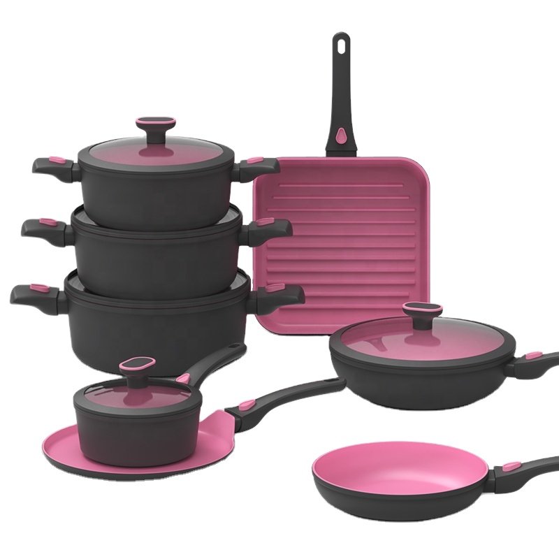 New year hot selling nonstick cookware set granite coating grill pan
