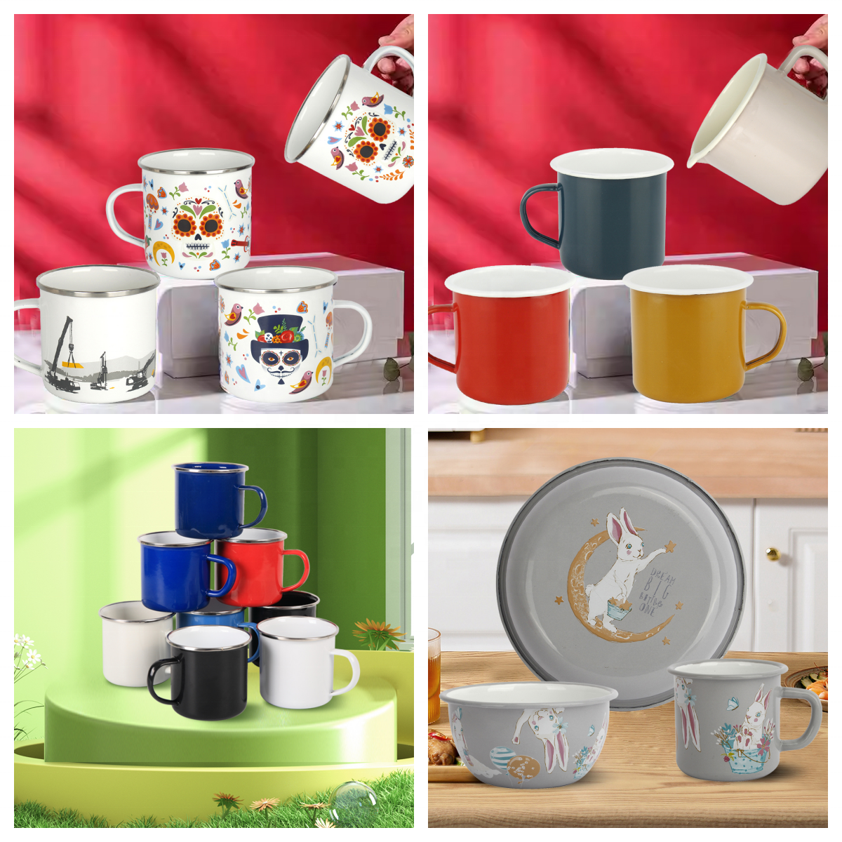 Manufacturer Eco-friendly New Design Enamel Coated European German Household Kitchen Enamel Cookware Set