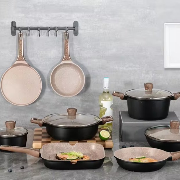 Fast Delivery Induction Bottom Cookware Kitchen Cooking Non-Stick Pan And Pot Cookware Set