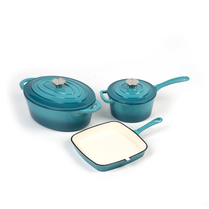 High quality life smile cookware set nonstick pots and pans cast iron cookware set