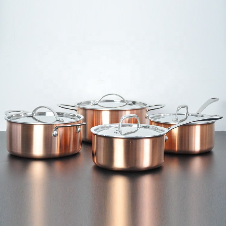 OEM 3ply copper clad body cookware set pot and pan for kitchen cooking