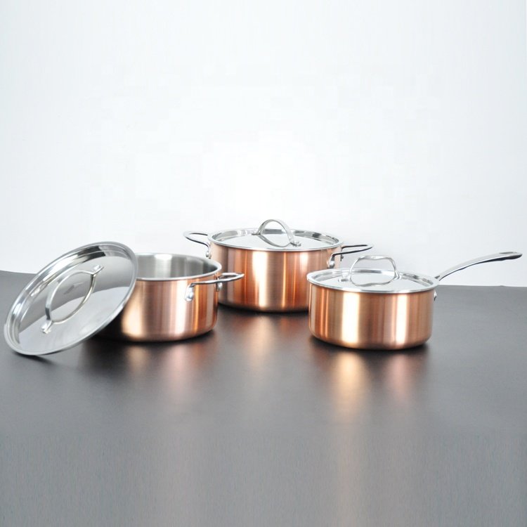 OEM 3ply copper clad body cookware set pot and pan for kitchen cooking
