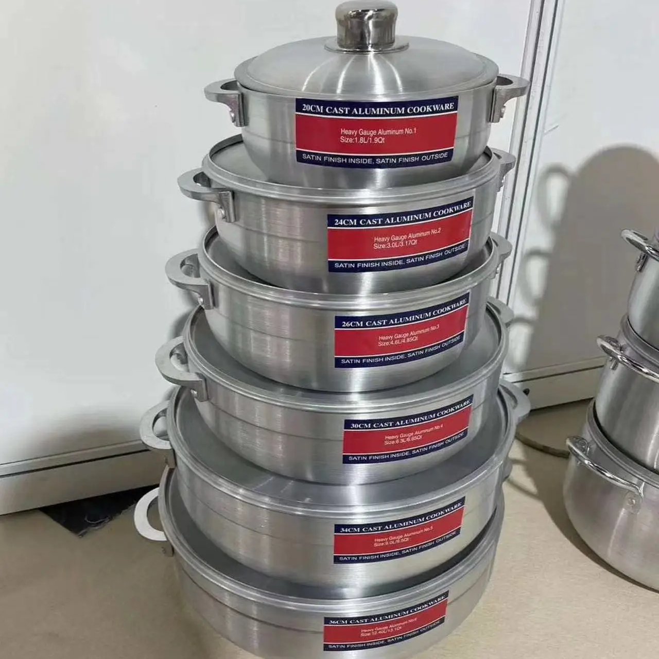 Factory Cheap Large Capacity Cookware 6pcs Sets With Lid Polishing Aluminum Pot Soup Set Pan Pot Cookware Sets For Cooking
