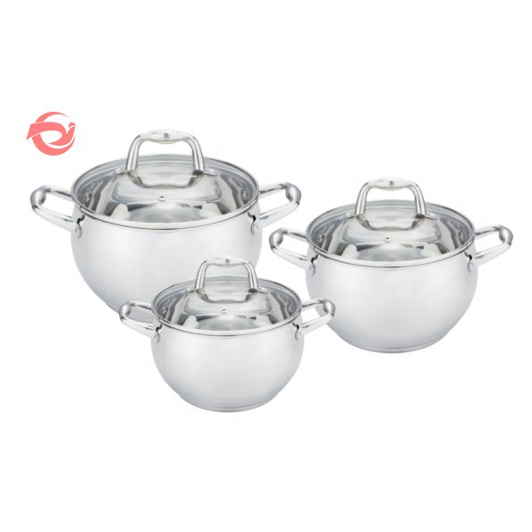 Cheap Price Stainless Steel Cookware Induction Bottom With Glass Lid Casserole Pot Wholesale Cookware Set