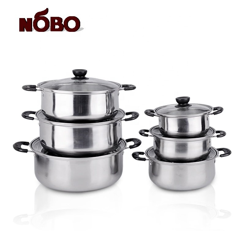 Cheap wholesale soup stock cooking pot 12pcs stainless steel cookware set
