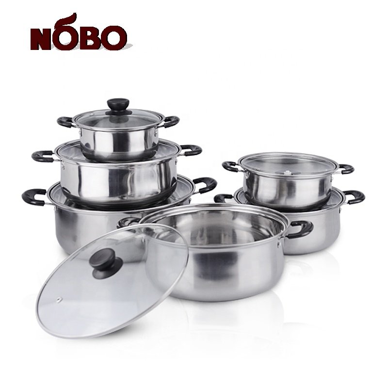 Cheap wholesale soup stock cooking pot 12pcs stainless steel cookware set