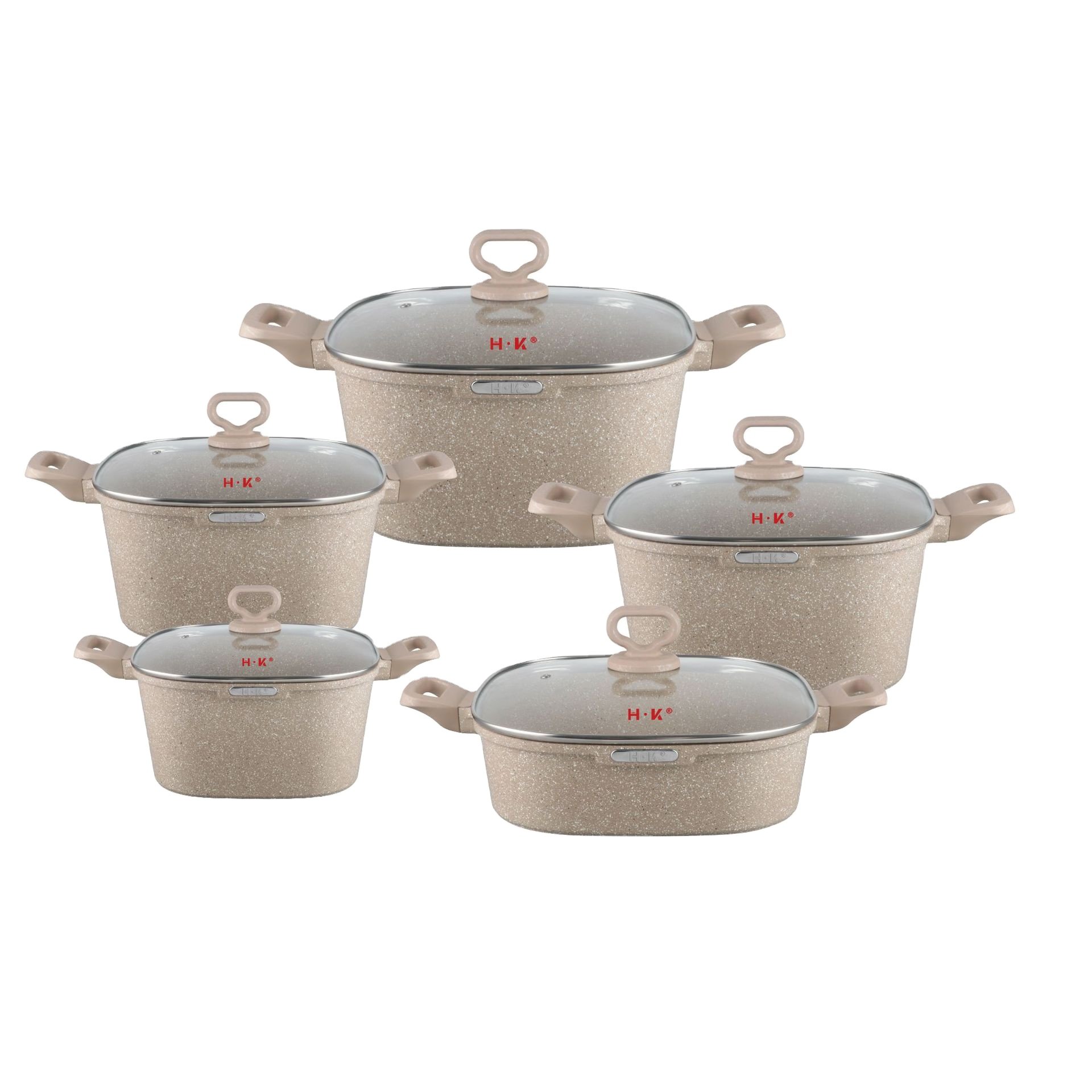 10pcs set Aluminium Alloy Die Casting Panelas Cookware Set 20/24/28/32/28cm Cooking Pot Set Non-Stick Cookware Granite