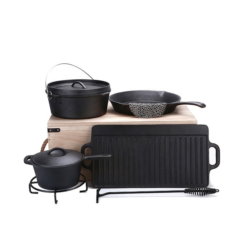 Cast iron Dutch Oven Outdoor Camping Cookware Set for Outdoor BBQ Cooking