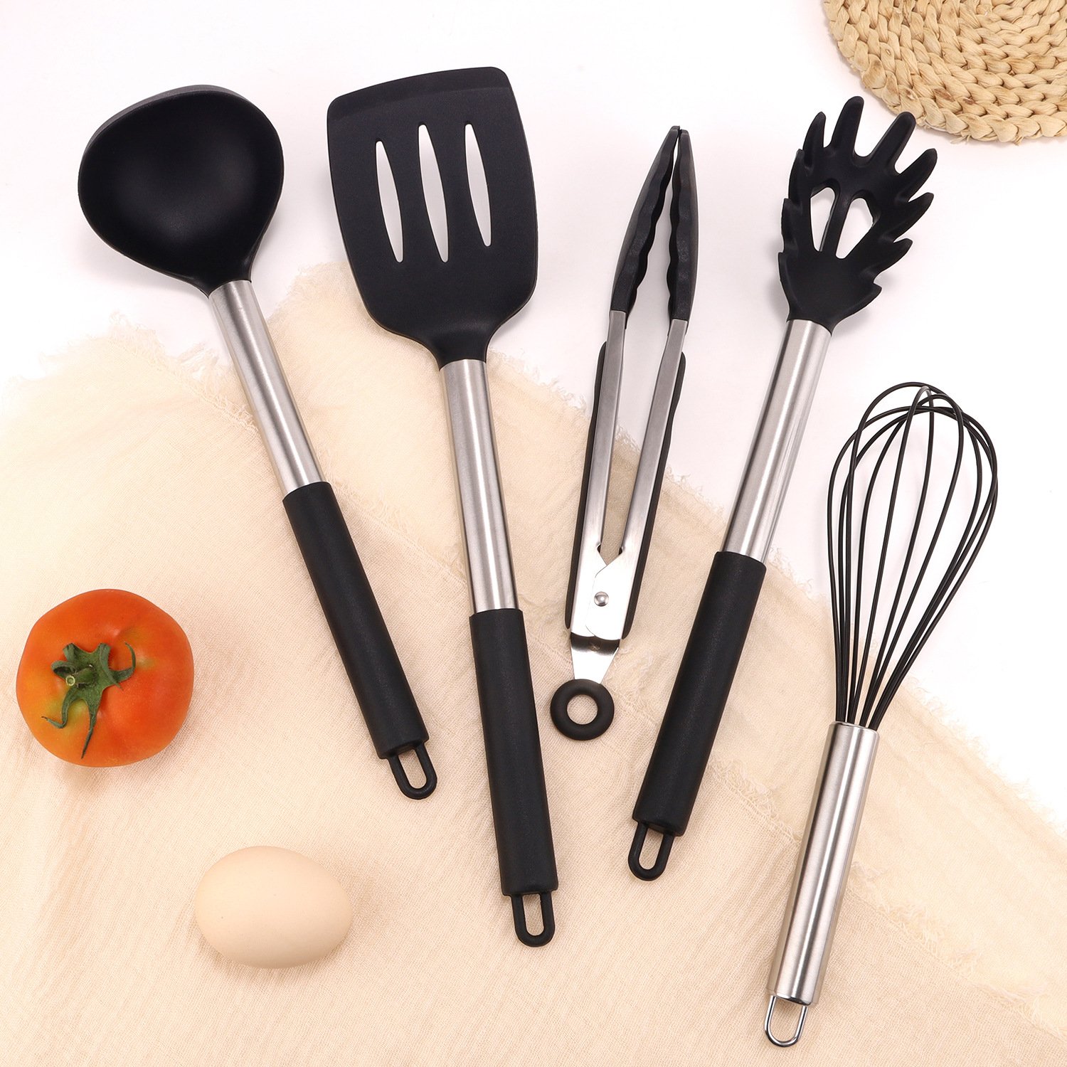 High Quality Silicone+Ss Cookware Spatula Kitchen Tools Set Nonstick Kitchenware 12 Piece Set