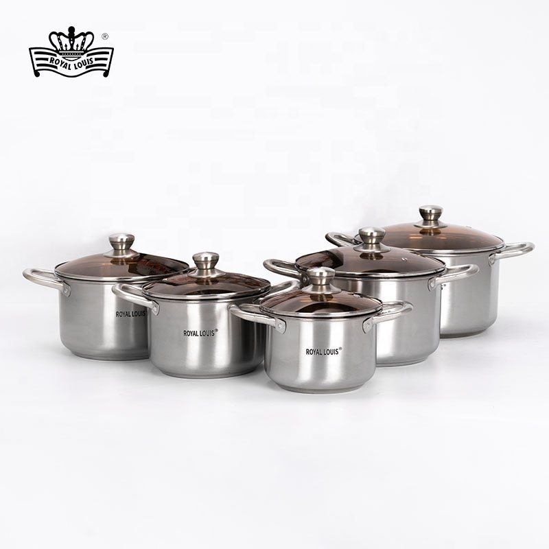 Customizable 10 Pcs Stainless Steel Cookware Set Commercial Gift Soup Pot Set With Glass Cover New Jonny Stockpot Kitchen Panela