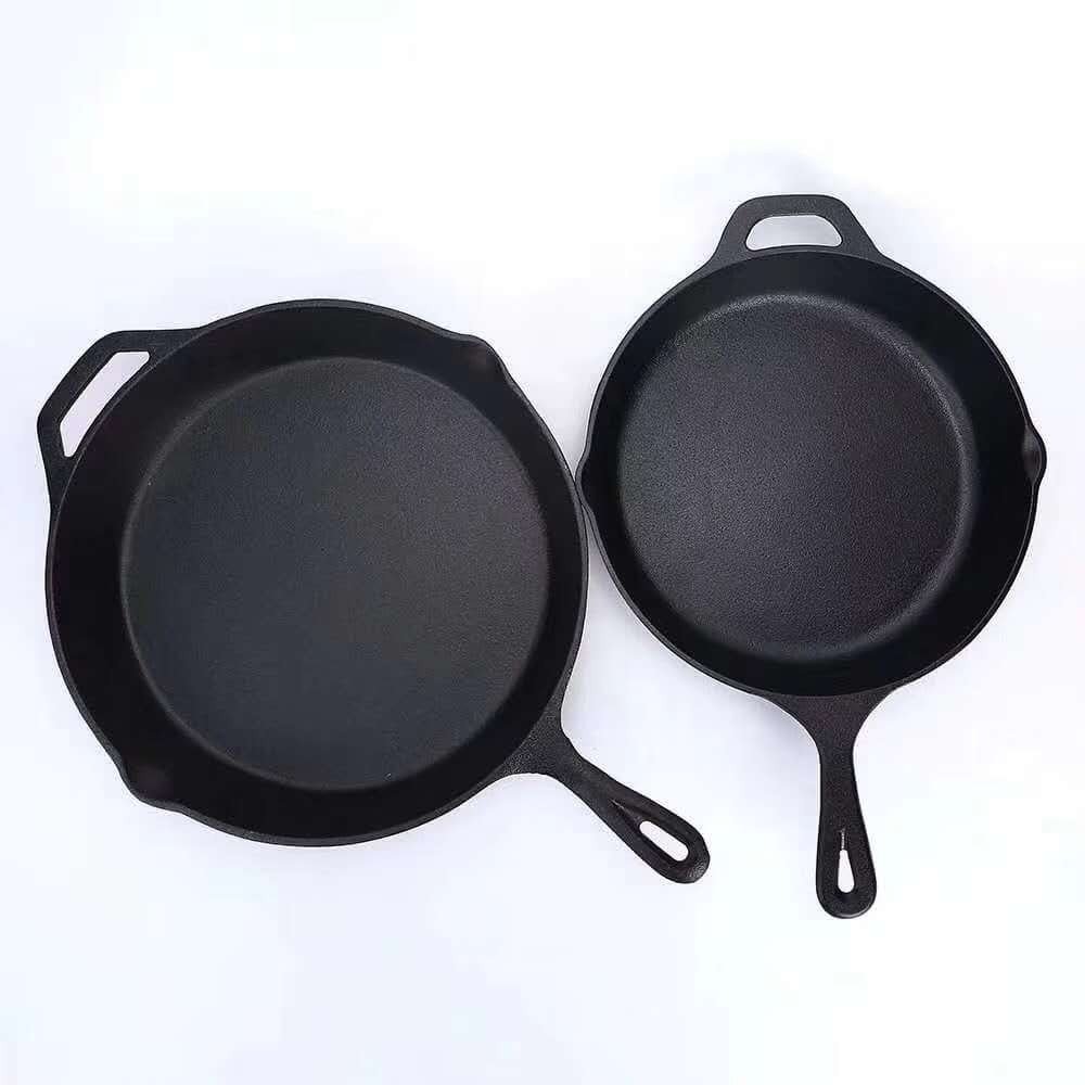 Vegetable Oiled Pan Set Round Deep Grill Plate Single Handle Pizza Egg Fish Meat Hamburger Pancake Cookware Set Minimalist 24cm