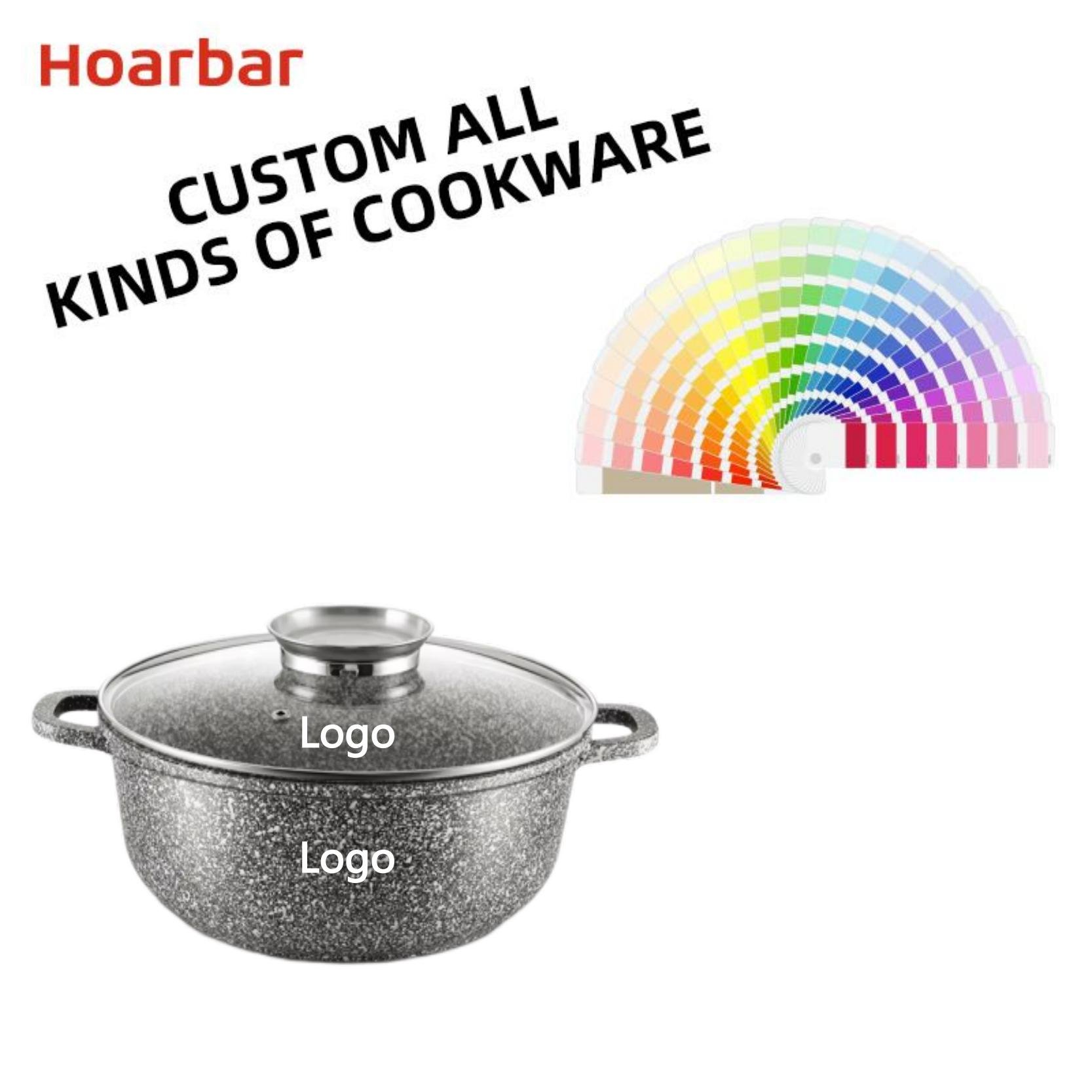 yongkang factory cheaper price high quality 10pcs aluminium casserole pot cookware set with ceramic marble snow coating