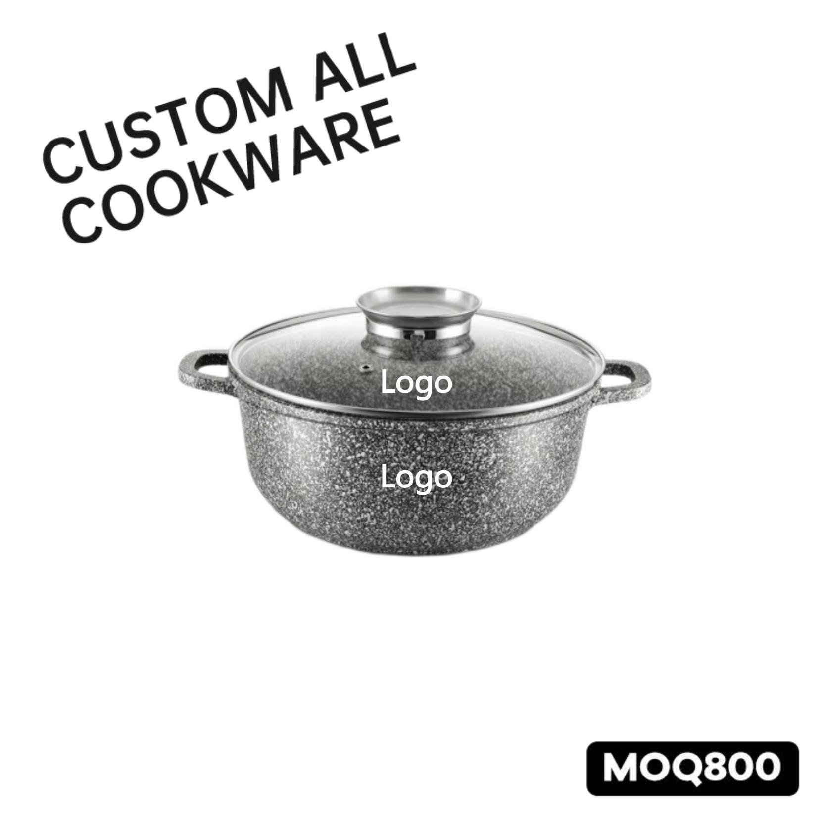 yongkang factory cheaper price high quality 10pcs aluminium casserole pot cookware set with ceramic marble snow coating