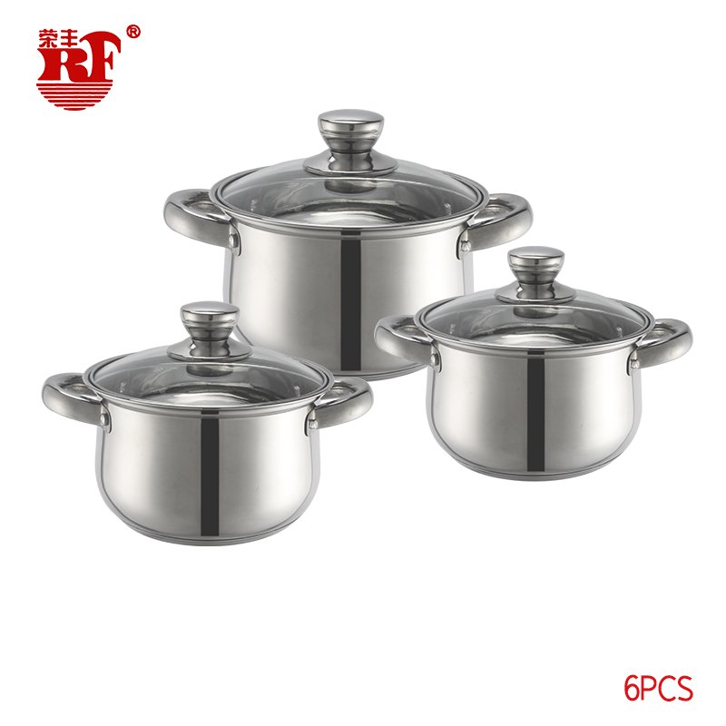 12pcs Stainless Steel Kitchen Set Cookware Sets Cooking Pots and Pans with Glass Cover and Stainless Steel Handle