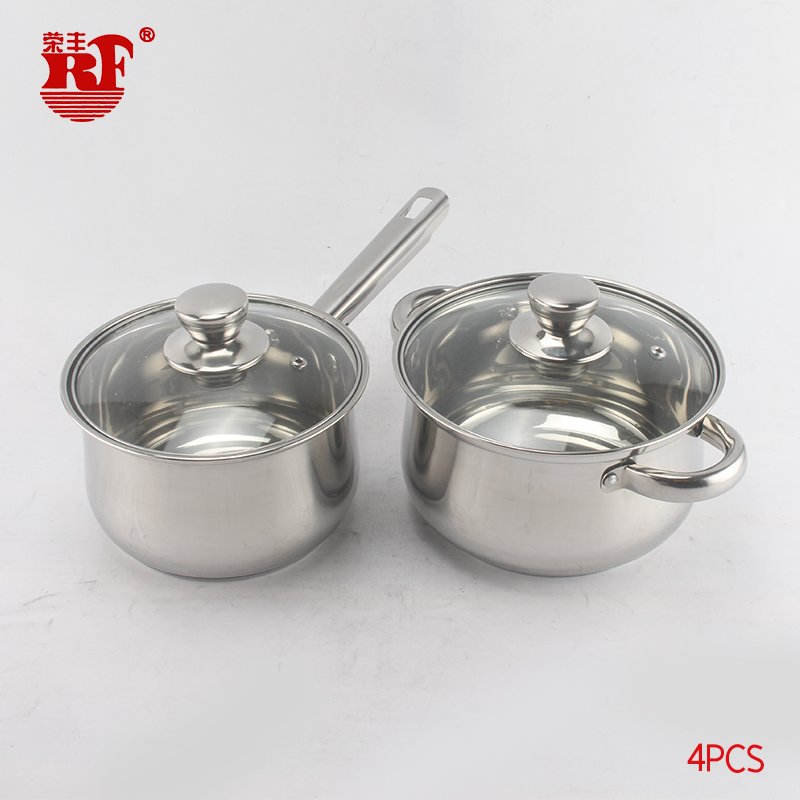 12pcs Stainless Steel Kitchen Set Cookware Sets Cooking Pots and Pans with Glass Cover and Stainless Steel Handle