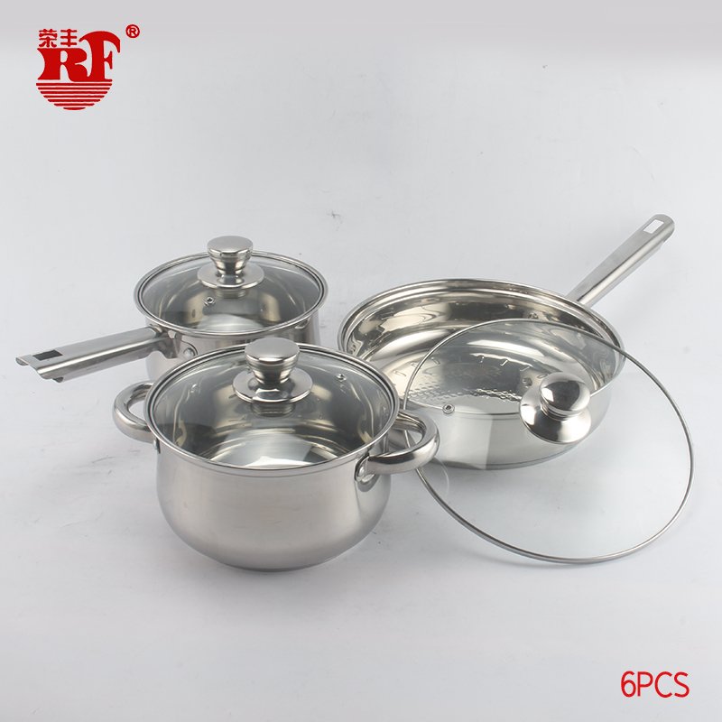 12pcs Stainless Steel Kitchen Set Cookware Sets Cooking Pots and Pans with Glass Cover and Stainless Steel Handle
