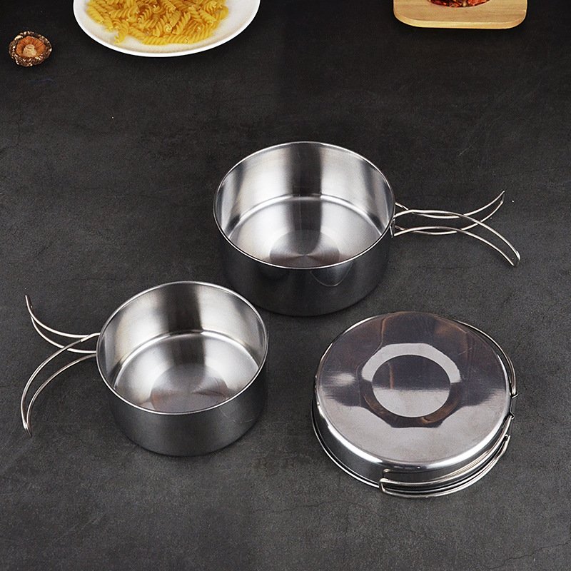 New style cookware set 304 stainless steel outdoor barbecue picnic camping cookware customization