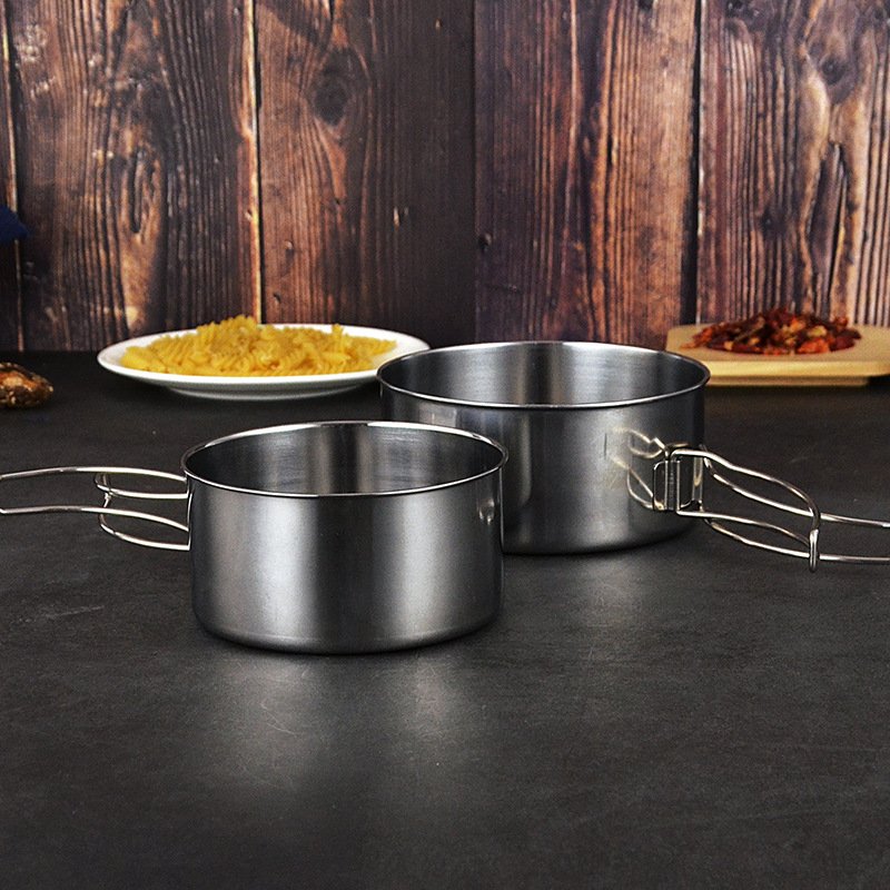 New style cookware set 304 stainless steel outdoor barbecue picnic camping cookware customization