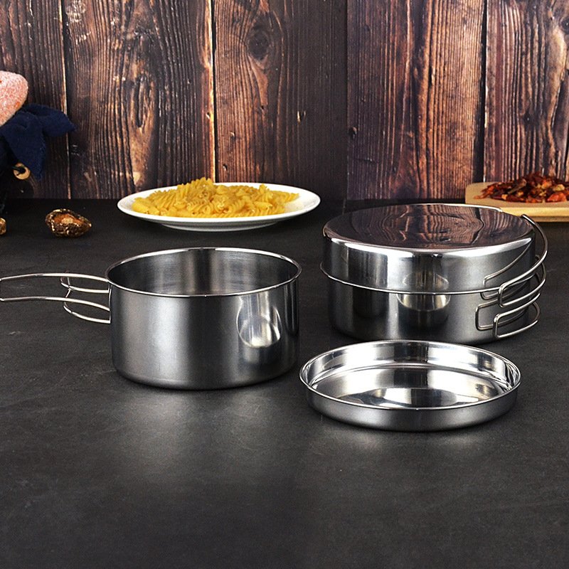New style cookware set 304 stainless steel outdoor barbecue picnic camping cookware customization