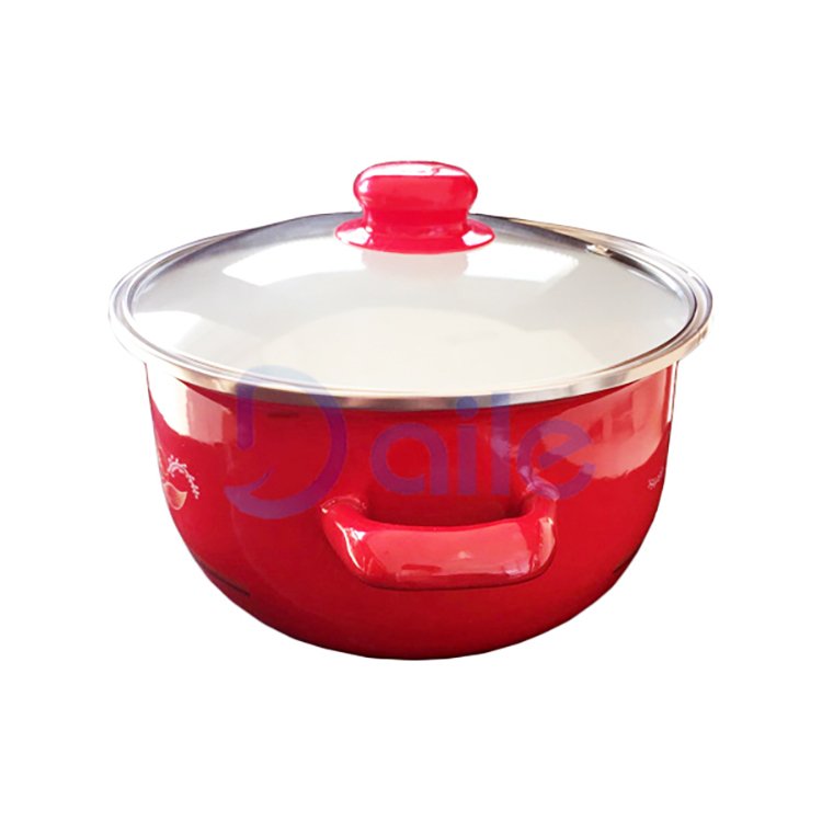 Hot Sale Custom Decal Pattern Kitchen Casserole Enamel Tableware Cookware Set For Home