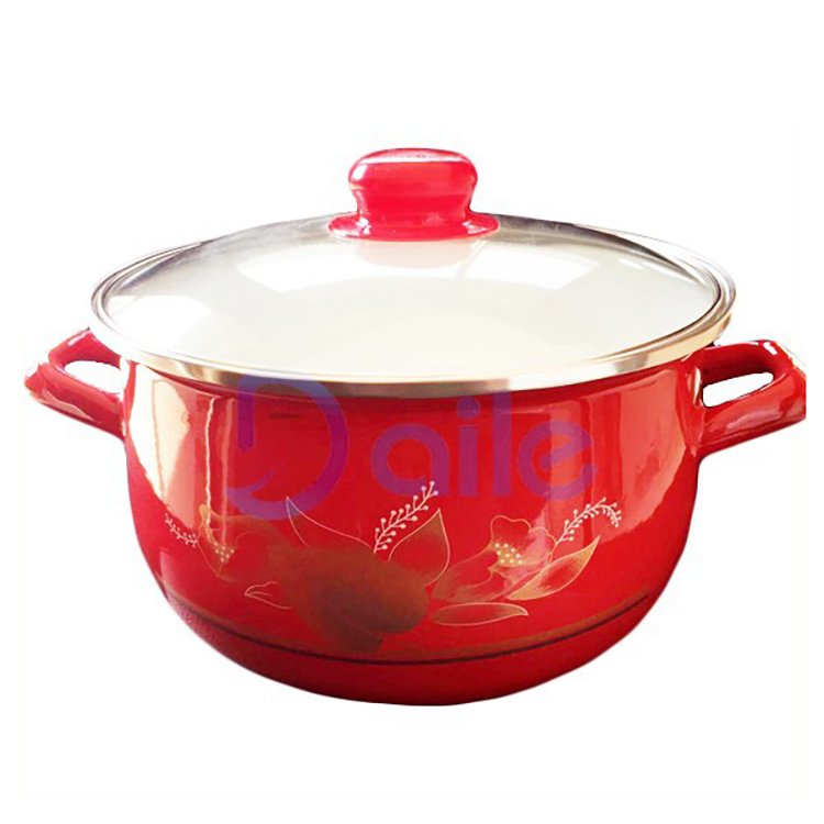 Hot Sale Custom Decal Pattern Kitchen Casserole Enamel Tableware Cookware Set For Home