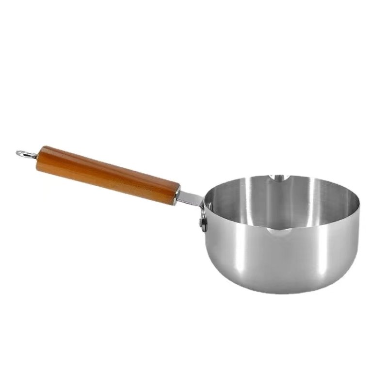 Hot Sale Stainless steel Cookware Sets with Wooden Handle Snow Pan Stock Pot Noodles Pot Milk pot with Lid