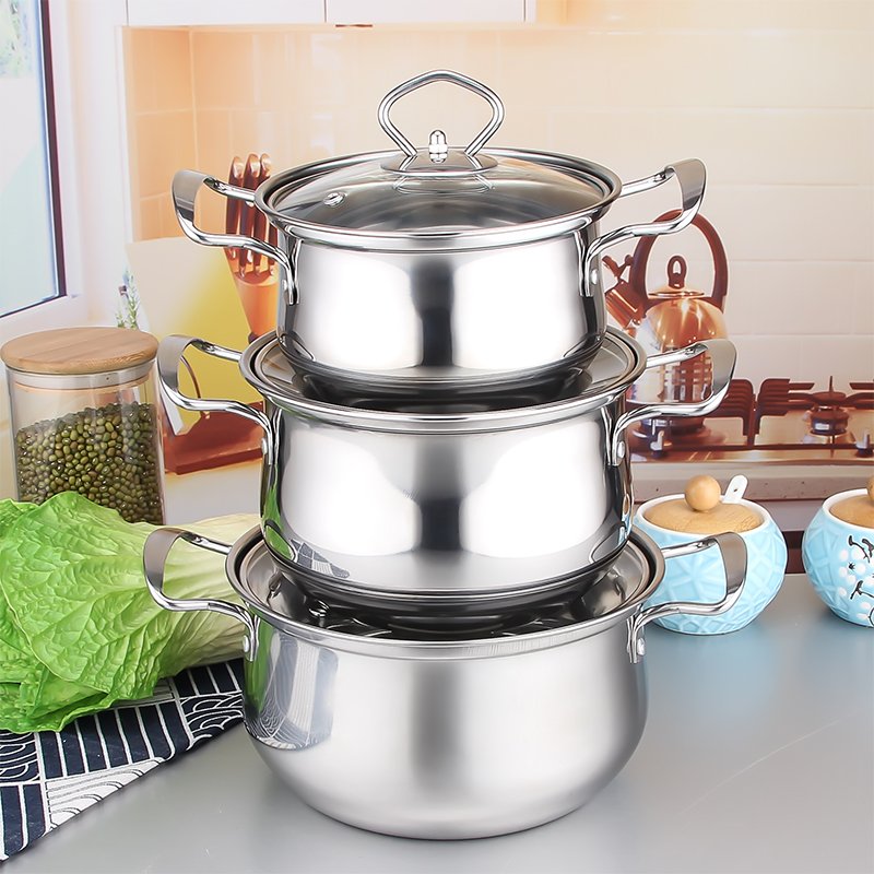 10PCS Stainless Steel Cookware Sets High Quality Kitchen Cookware Sets Stainless Steel Soup Pot Stock Pot Sets With Glass Lid