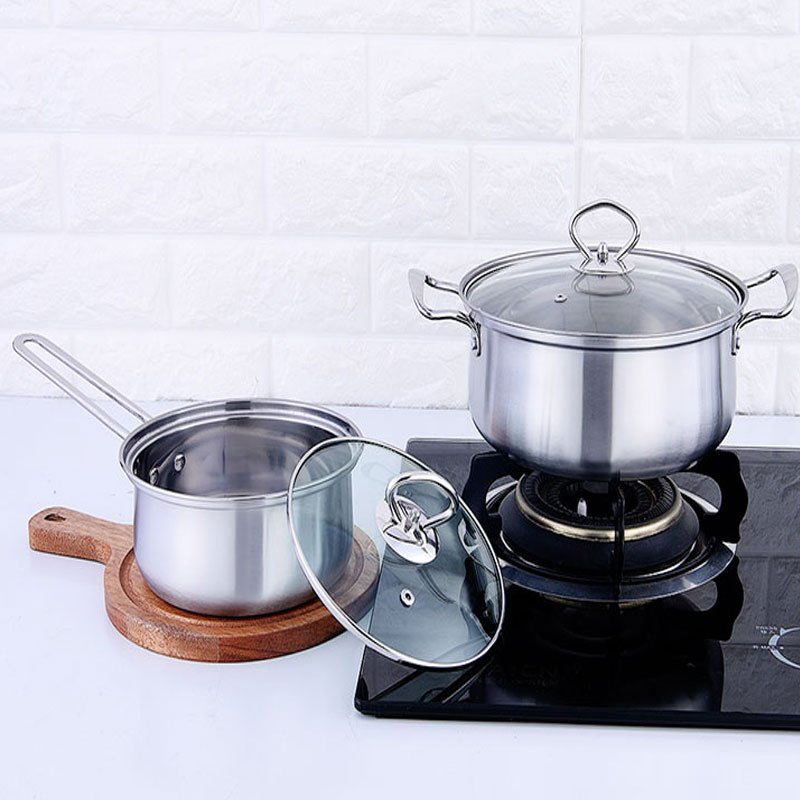 Factory direct selling 3 pcs stainless steel cooing pot set kitchen daily cookware set