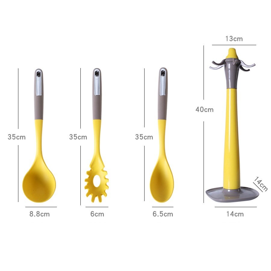 Non-stick Heat Resistant Silicone Cookware Set 6 Pcs Silicone Cooking Utensils Set Kitchen Utensils With Holder