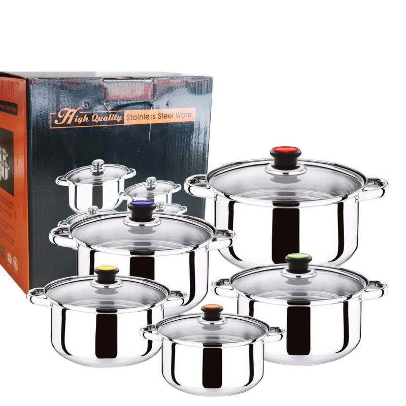 High quality 10 Pcs Wholesale Kitchen Ware Stock Pot Stainless Steel Cooking milk and soup Pot Cookware Set