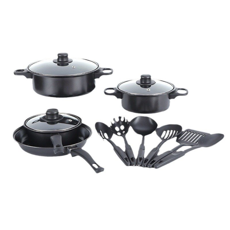 Wholesale Nonstick Cookware 12 Piece Set Cookware Stock Pot Stew Pan Frying Pan Multi-piece Kitchen Cookware Set