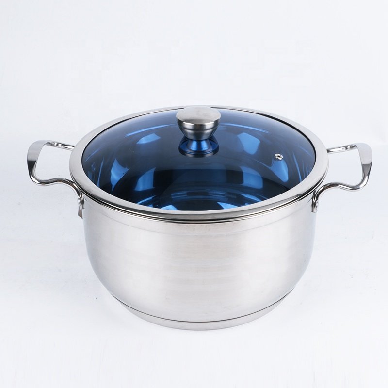 Hot Products Trending 14PCS Stainless Steel Cookware set With Blue Lid Cooking Pot