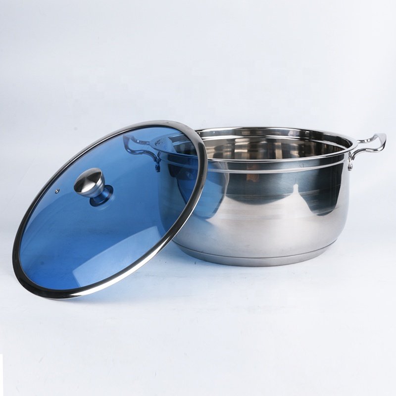 Hot Products Trending 14PCS Stainless Steel Cookware set With Blue Lid Cooking Pot