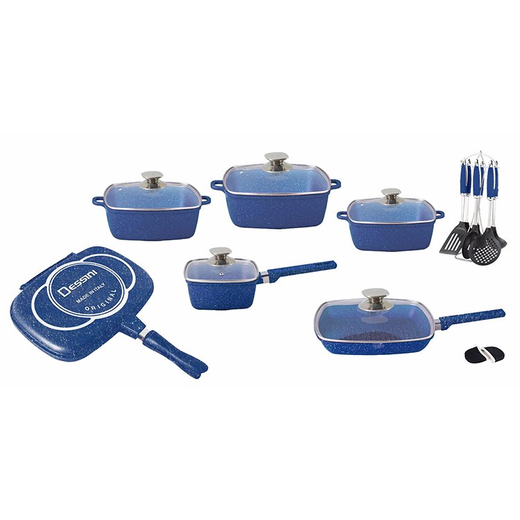 Hot Selling Kitchen Ware Set 21PCS Granite Marble Coated Non-stick Aluminum Cooking Pot Cookware Set