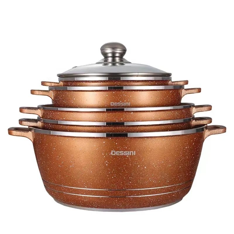 Hot Selling Aluminium Pots Sets Cooking Cookware Medical Stone Nonstick Forged Cookware Sets