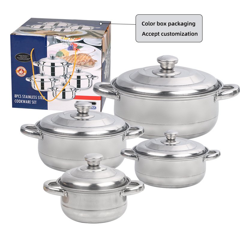 Multifunction 8pcs Stainless Steel Soup & Stock Pot Set Cookware Pot Cookware Set Stainless Steel Cooking Pot Set
