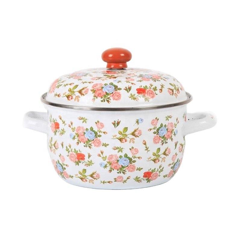 Enamel Casserole Custom logo decal Metal Steel casserole food warmer pot cooking pot