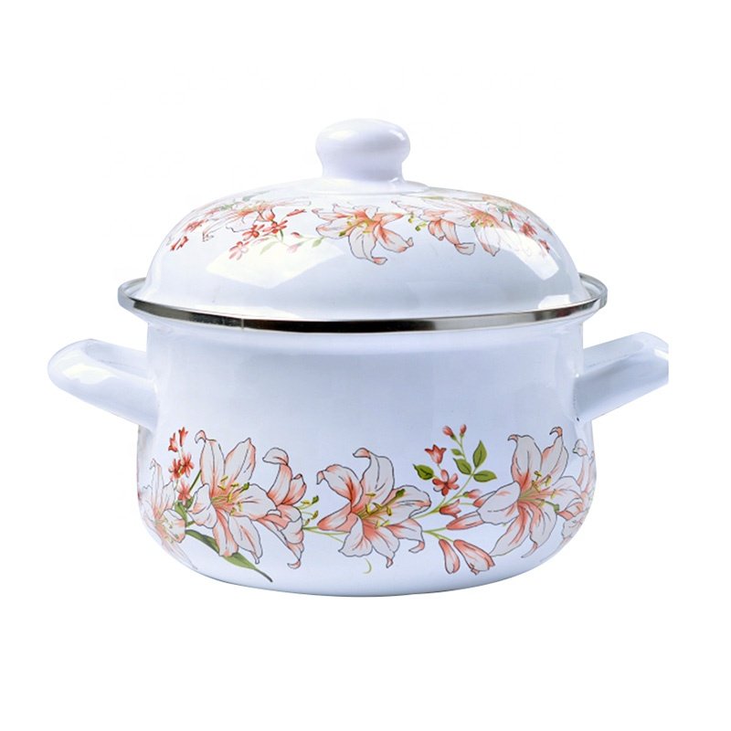Enamel Casserole Custom logo decal Metal Steel casserole food warmer pot cooking pot