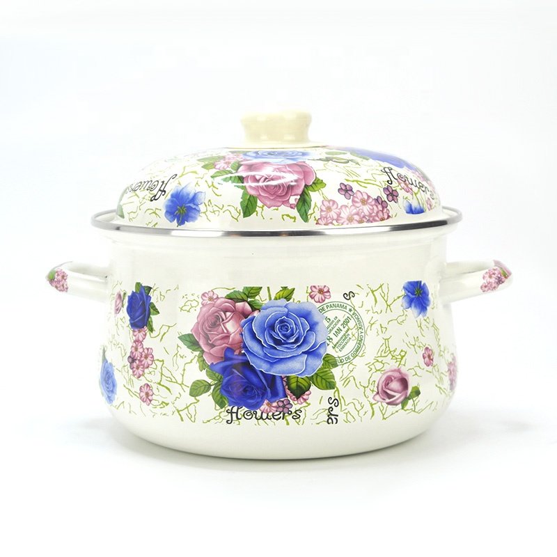 Enamel Casserole Custom logo decal Metal Steel casserole food warmer pot cooking pot