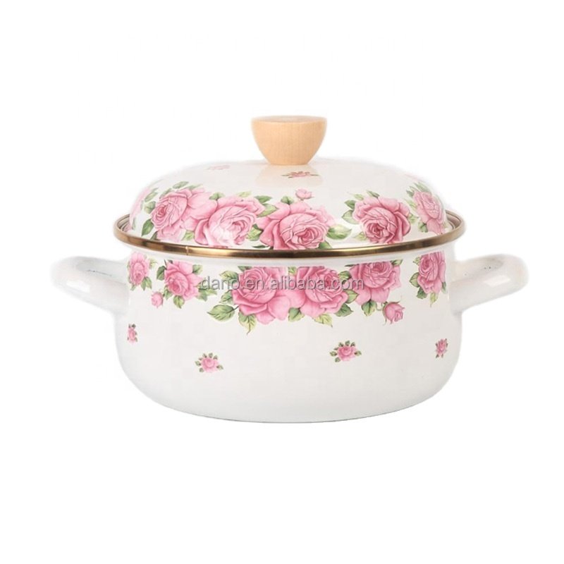 Enamel Casserole Custom logo decal Metal Steel casserole food warmer pot cooking pot