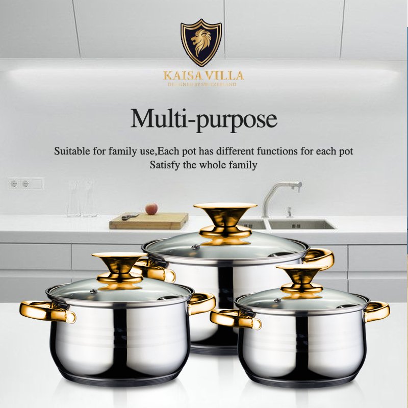 KAISA VILLA KV-1044 Drop Shipping Juegos De Utensilios De Cocina Kaisa Villa Cookware Set Stainless Steel