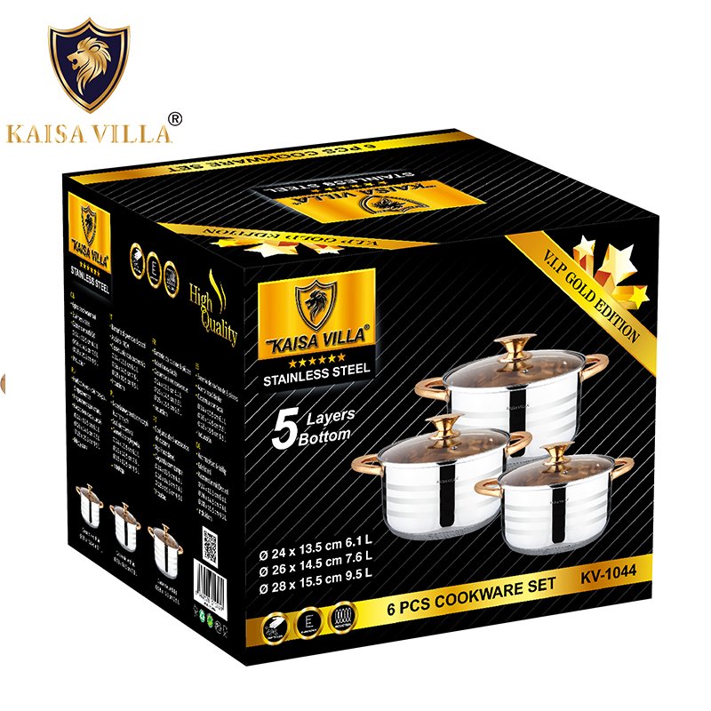 KAISA VILLA KV-1044 Drop Shipping Juegos De Utensilios De Cocina Kaisa Villa Cookware Set Stainless Steel