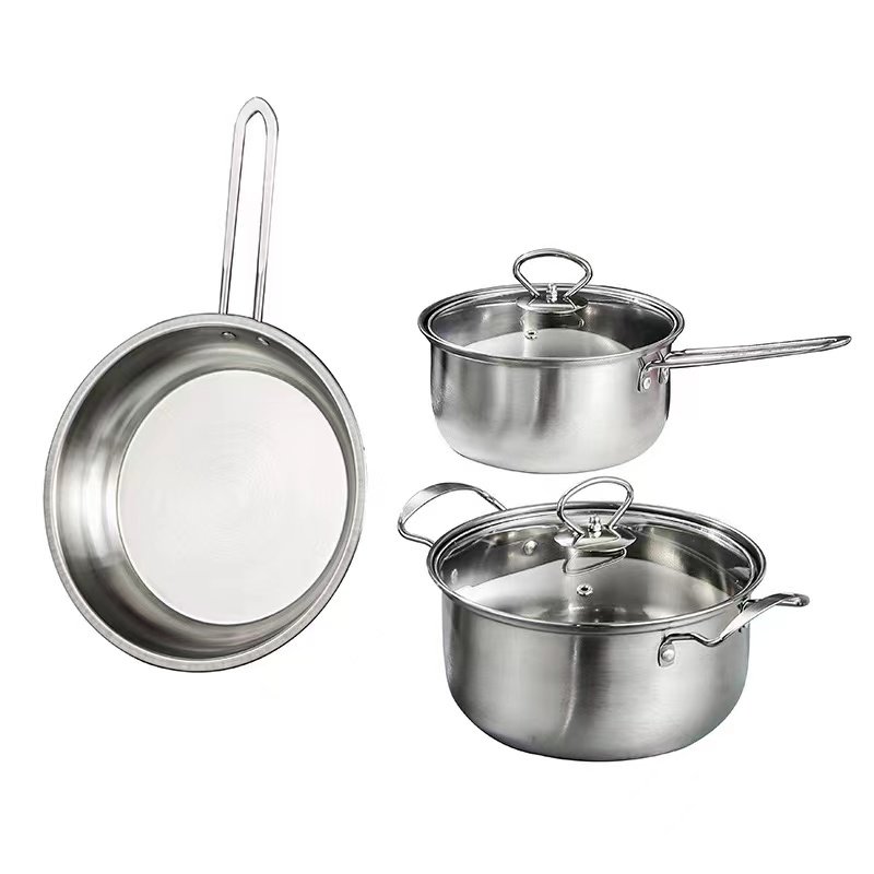 Multi Colors Wholesale Stainless Steel Cooking Pot Set Cookware Granite 3pcs Kitchen Utensils Pot Set Cookware Set Cooking
