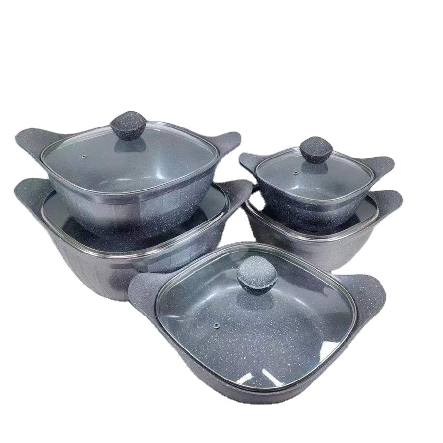 High Quality 20CM 24CM 28CM 32CM 28CM 12PCS Cookware Set Granite Die-Cast Aluminum Casserole Non Stick Kitchen Cooking Soup Pots