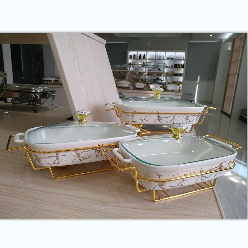 Chinese high value price white cookware set newest Item buffet chafing dish buffet ceramic food warmer cookware cookware sets