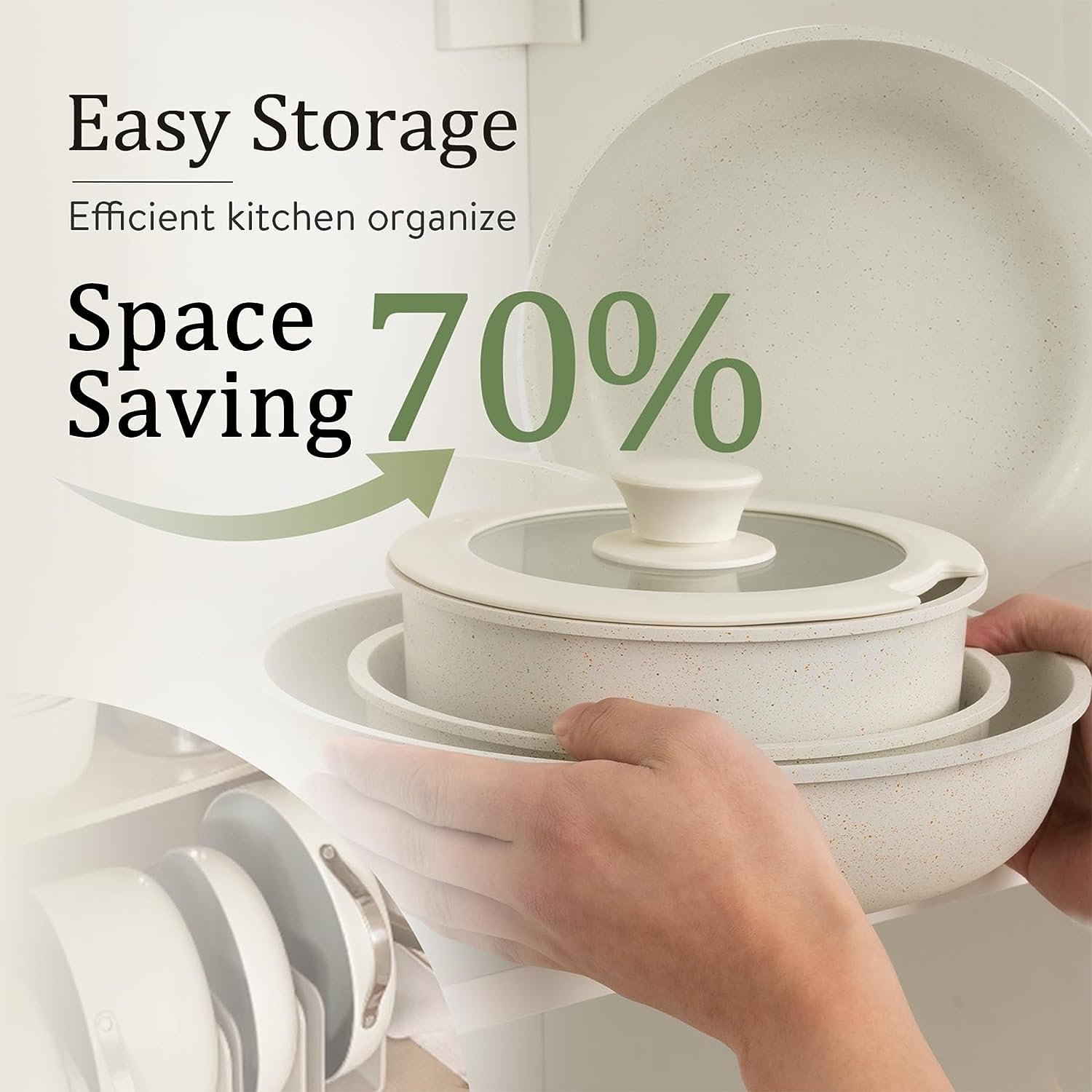11pcs Pots and Pans Set, Nonstick Cookware Sets with Detachable Handle