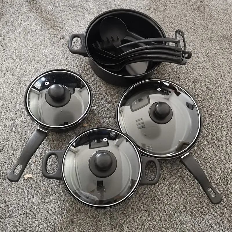 13 pcs Hot selling granite cookware set non stick frying pan aluminum cooking pots and pans set household utensils marble cookwa