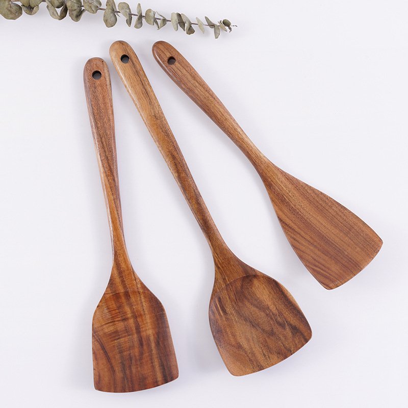 Wooden Spoons For Cooking Nonstick Kitchen Utensil Set Natural Acacia Teak Cooking Tools Custom Wood Utensils Kitchen & Tabletop