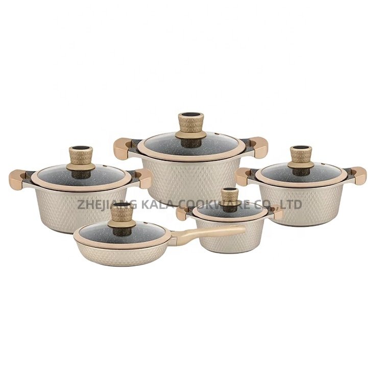High Quality Classic Design 10-Piece German Homet Die Coat Aluminum Pot Set Non-Stick Kitchen Supplies Cookware Set