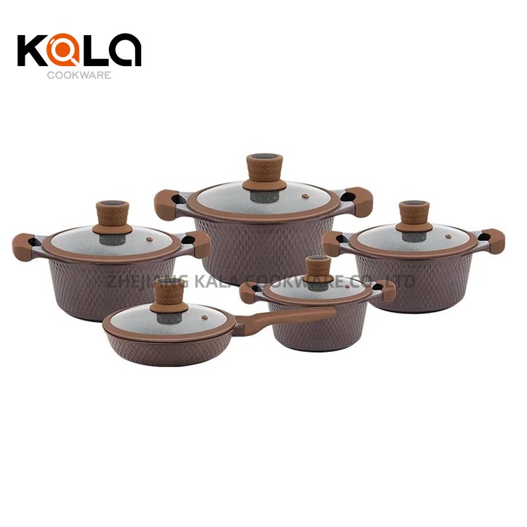 High Quality Classic Design 10-Piece German Homet Die Coat Aluminum Pot Set Non-Stick Kitchen Supplies Cookware Set